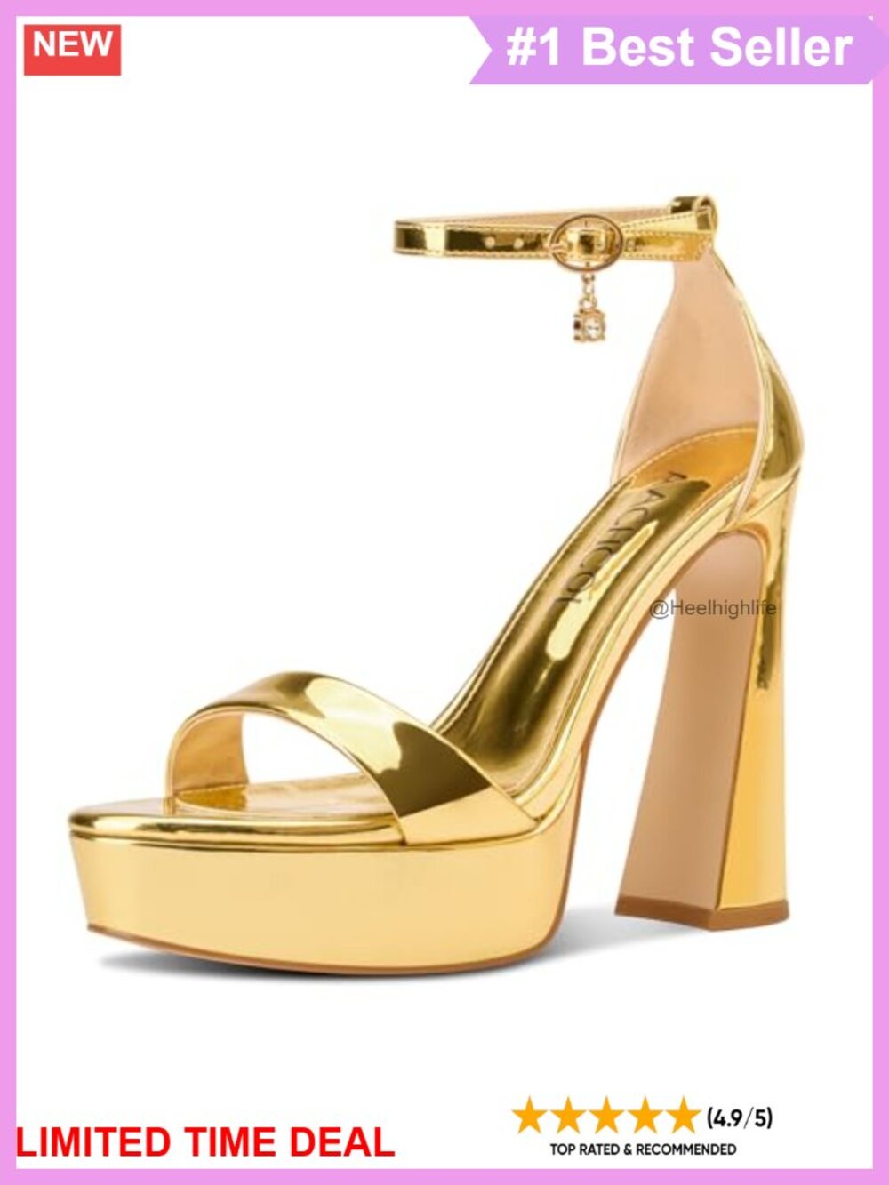 Women's Platform Chunky High Heels Open Toe Ankle Strap Block Heeled Sandals